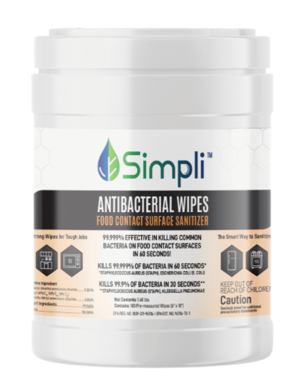 Simpli Antibacterial Wipes – Food Contact Surface Sanitizer