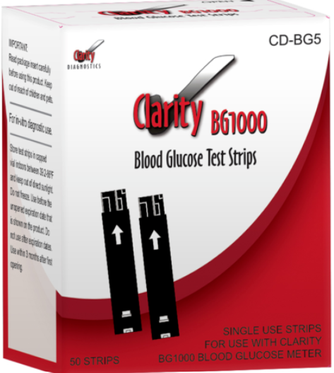 Clarity BG1000 Glucose Strips